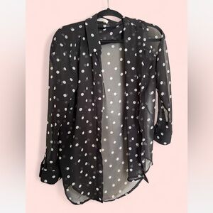 Black Sheer Polka Dot Blouse